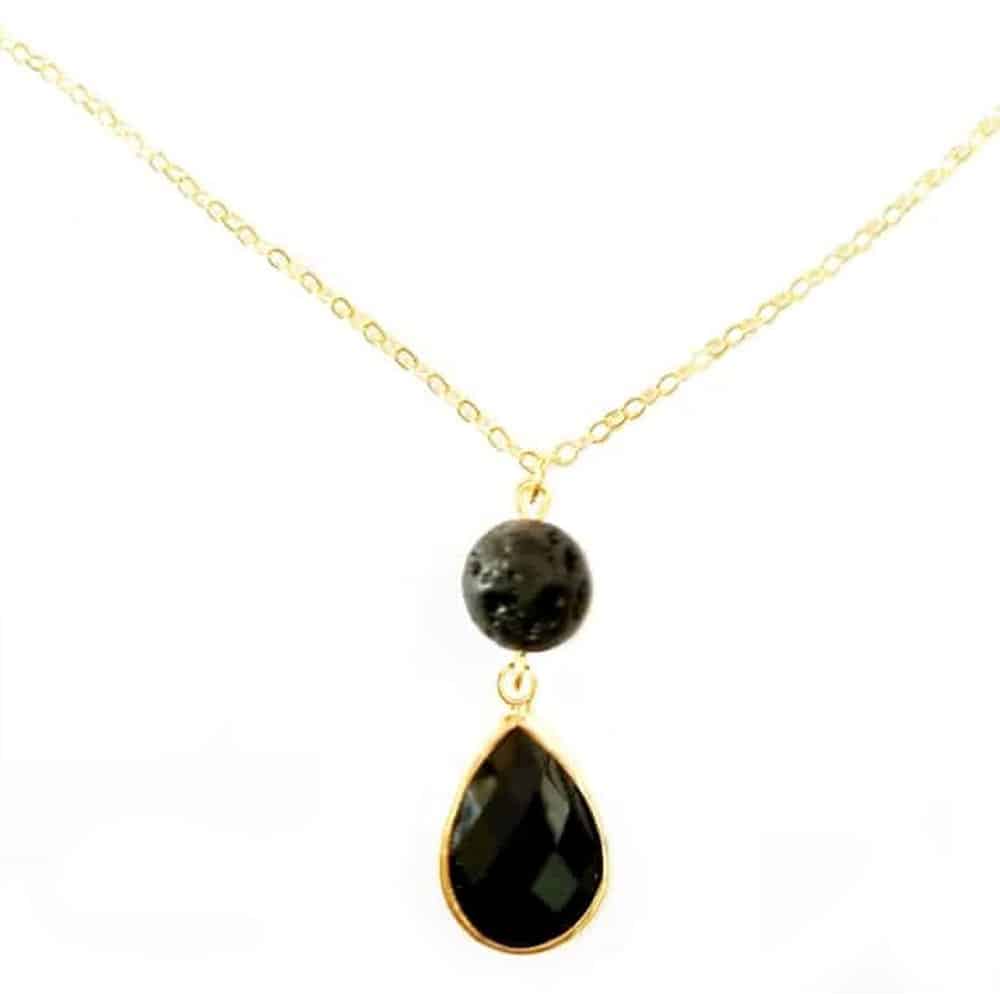 Aromatherapy Essential Oil Diffuser Onyx Glass Bead Necklace/Pendant