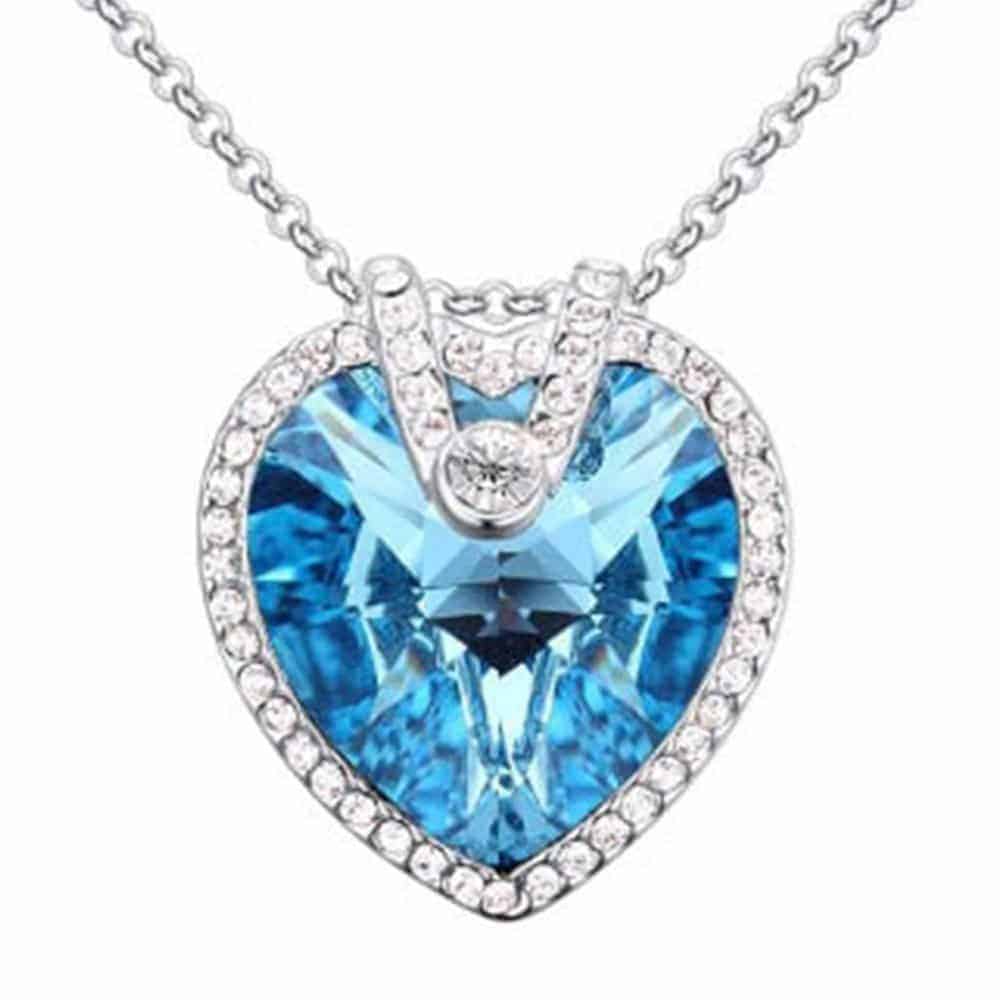 Crystal Heart Halo Pendant Necklace